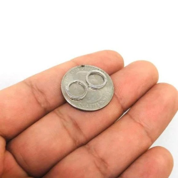 14K White Gold Huggies Hoop Earrings for Womens Mens Dainty Earrings 10x10 Tiny - Picture 5 of 7